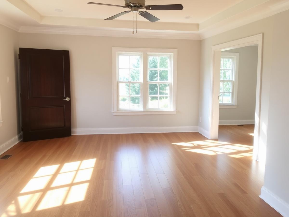 Finished room with new luxury vinyl plank flooring
